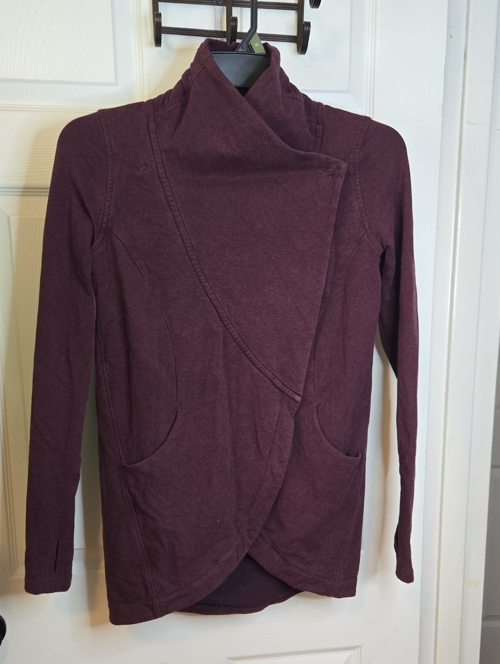 Women's Asymmetrical Wrap Sweater - Plum